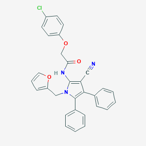 2-(4-chlorophenoxy)-N-[3-cyano-1-(2-furylmethyl)-4,5-diphenyl-1H-pyrrol-2-yl]acetamide