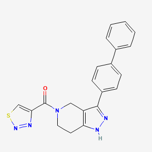 [3-(4-Phenylphenyl)-1,4,6,7-tetrahydropyrazolo[4,3-c]pyridin-5-yl]-(thiadiazol-4-yl)methanone