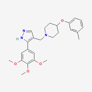 4-(3-methylphenoxy)-1-[[5-(3,4,5-trimethoxyphenyl)-1H-pyrazol-4-yl]methyl]piperidine