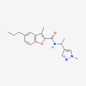 molecular formula C19H23N3O2 B3789580 3-methyl-N-[1-(1-methylpyrazol-4-yl)ethyl]-5-propyl-1-benzofuran-2-carboxamide 