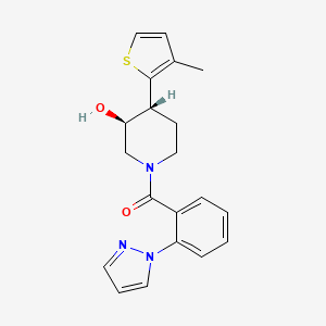 molecular formula C20H21N3O2S B3789597 (3S*,4R*)-4-(3-methyl-2-thienyl)-1-[2-(1H-pyrazol-1-yl)benzoyl]piperidin-3-ol 