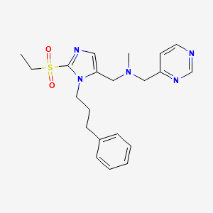 molecular formula C21H27N5O2S B3789601 N-[[2-ethylsulfonyl-3-(3-phenylpropyl)imidazol-4-yl]methyl]-N-methyl-1-pyrimidin-4-ylmethanamine 