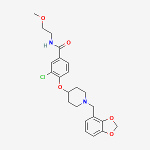 molecular formula C23H27ClN2O5 B3789618 4-{[1-(1,3-benzodioxol-4-ylmethyl)-4-piperidinyl]oxy}-3-chloro-N-(2-methoxyethyl)benzamide 