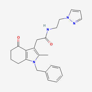 molecular formula C23H26N4O2 B3789664 2-(1-benzyl-2-methyl-4-oxo-4,5,6,7-tetrahydro-1H-indol-3-yl)-N-[2-(1H-pyrazol-1-yl)ethyl]acetamide 