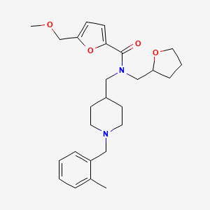 molecular formula C26H36N2O4 B3789671 5-(methoxymethyl)-N-{[1-(2-methylbenzyl)-4-piperidinyl]methyl}-N-(tetrahydro-2-furanylmethyl)-2-furamide 