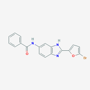molecular formula C18H12BrN3O2 B378969 N-[2-(5-bromofuran-2-yl)-1H-benzimidazol-5-yl]benzamide CAS No. 663217-59-2