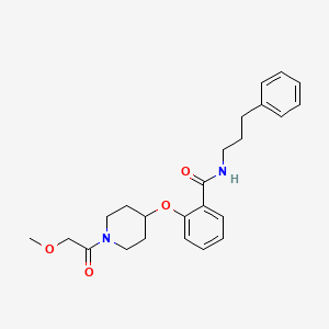 molecular formula C24H30N2O4 B3789705 2-{[1-(methoxyacetyl)-4-piperidinyl]oxy}-N-(3-phenylpropyl)benzamide 