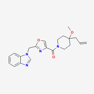 molecular formula C21H24N4O3 B3789709 1-({4-[(4-allyl-4-methoxypiperidin-1-yl)carbonyl]-1,3-oxazol-2-yl}methyl)-1H-benzimidazole 