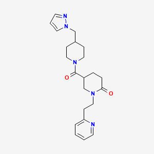 molecular formula C22H29N5O2 B3789739 5-[4-(Pyrazol-1-ylmethyl)piperidine-1-carbonyl]-1-(2-pyridin-2-ylethyl)piperidin-2-one 