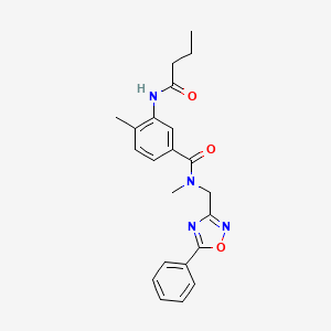 molecular formula C22H24N4O3 B3789747 3-(butyrylamino)-N,4-dimethyl-N-[(5-phenyl-1,2,4-oxadiazol-3-yl)methyl]benzamide 