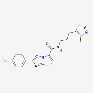 molecular formula C19H17ClN4OS2 B3789785 6-(4-chlorophenyl)-N-[3-(4-methyl-1,3-thiazol-5-yl)propyl]imidazo[2,1-b][1,3]thiazole-3-carboxamide 