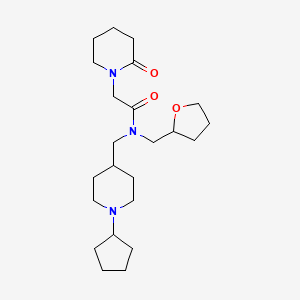 molecular formula C23H39N3O3 B3789820 N-[(1-cyclopentyl-4-piperidinyl)methyl]-2-(2-oxo-1-piperidinyl)-N-(tetrahydro-2-furanylmethyl)acetamide 