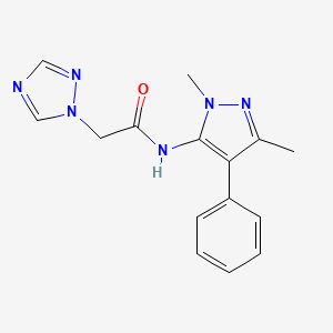 molecular formula C15H16N6O B3789853 N-(1,3-dimethyl-4-phenyl-1H-pyrazol-5-yl)-2-(1H-1,2,4-triazol-1-yl)acetamide 