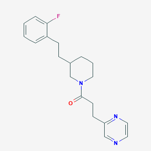 molecular formula C20H24FN3O B3789861 2-(3-{3-[2-(2-fluorophenyl)ethyl]-1-piperidinyl}-3-oxopropyl)pyrazine 