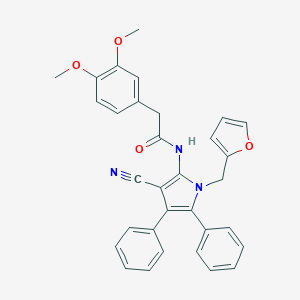 N-[3-cyano-1-(furan-2-ylmethyl)-4,5-diphenylpyrrol-2-yl]-2-(3,4-dimethoxyphenyl)acetamide