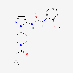 molecular formula C21H27N5O3 B3789872 N-{1-[1-(cyclopropylacetyl)-4-piperidinyl]-1H-pyrazol-5-yl}-N'-(2-methoxyphenyl)urea 