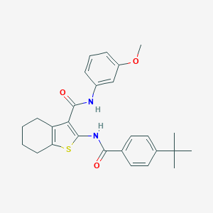 molecular formula C27H30N2O3S B378989 2-[(4-tert-butylbenzoyl)amino]-N-(3-methoxyphenyl)-4,5,6,7-tetrahydro-1-benzothiophene-3-carboxamide 