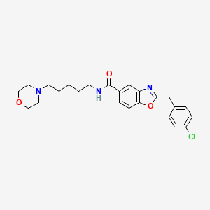 molecular formula C24H28ClN3O3 B3789904 2-(4-chlorobenzyl)-N-[5-(4-morpholinyl)pentyl]-1,3-benzoxazole-5-carboxamide 