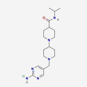 molecular formula C19H32N6O B3789913 1-[1-[(2-aminopyrimidin-5-yl)methyl]piperidin-4-yl]-N-propan-2-ylpiperidine-4-carboxamide 