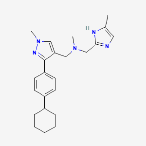 molecular formula C23H31N5 B3789921 1-[3-(4-cyclohexylphenyl)-1-methyl-1H-pyrazol-4-yl]-N-methyl-N-[(4-methyl-1H-imidazol-2-yl)methyl]methanamine 