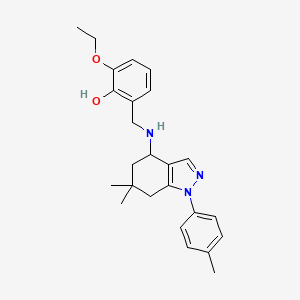 2-({[6,6-dimethyl-1-(4-methylphenyl)-4,5,6,7-tetrahydro-1H-indazol-4-yl]amino}methyl)-6-ethoxyphenol