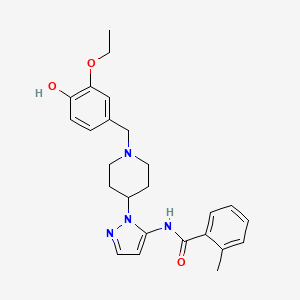 N-{1-[1-(3-ethoxy-4-hydroxybenzyl)-4-piperidinyl]-1H-pyrazol-5-yl}-2-methylbenzamide