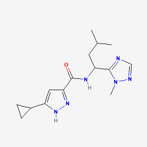 molecular formula C15H22N6O B3789956 3-cyclopropyl-N-[3-methyl-1-(1-methyl-1H-1,2,4-triazol-5-yl)butyl]-1H-pyrazole-5-carboxamide 