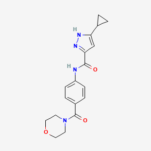 molecular formula C18H20N4O3 B3789989 5-cyclopropyl-N-[4-(morpholine-4-carbonyl)phenyl]-1H-pyrazole-3-carboxamide 