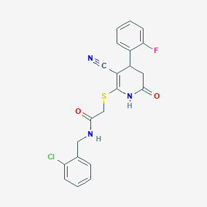 N-(2-chlorobenzyl)-2-{[3-cyano-4-(2-fluorophenyl)-6-oxo-1,4,5,6-tetrahydro-2-pyridinyl]sulfanyl}acetamide