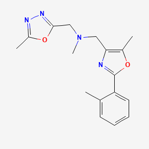 molecular formula C17H20N4O2 B3790034 N-methyl-1-[5-methyl-2-(2-methylphenyl)-1,3-oxazol-4-yl]-N-[(5-methyl-1,3,4-oxadiazol-2-yl)methyl]methanamine 