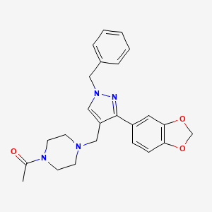 molecular formula C24H26N4O3 B3790056 1-acetyl-4-{[3-(1,3-benzodioxol-5-yl)-1-benzyl-1H-pyrazol-4-yl]methyl}piperazine 