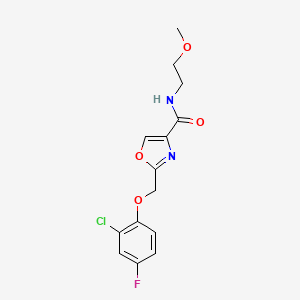 molecular formula C14H14ClFN2O4 B3790062 2-[(2-chloro-4-fluorophenoxy)methyl]-N-(2-methoxyethyl)-1,3-oxazole-4-carboxamide 