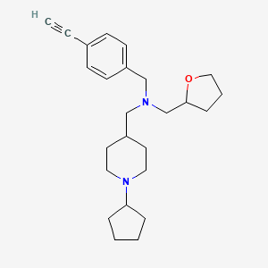 molecular formula C25H36N2O B3790076 1-(1-cyclopentylpiperidin-4-yl)-N-[(4-ethynylphenyl)methyl]-N-(oxolan-2-ylmethyl)methanamine 