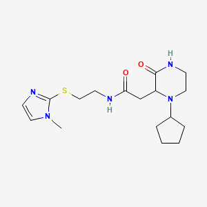 molecular formula C17H27N5O2S B3790084 2-(1-cyclopentyl-3-oxopiperazin-2-yl)-N-[2-(1-methylimidazol-2-yl)sulfanylethyl]acetamide 