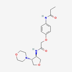 molecular formula C19H27N3O5 B3790087 N-[4-[2-[[(3R,4R)-4-morpholin-4-yloxolan-3-yl]amino]-2-oxoethoxy]phenyl]propanamide 