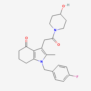 molecular formula C23H27FN2O3 B3790100 1-(4-fluorobenzyl)-3-[2-(4-hydroxy-1-piperidinyl)-2-oxoethyl]-2-methyl-1,5,6,7-tetrahydro-4H-indol-4-one 