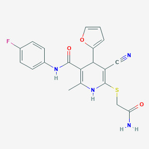 6-(2-amino-2-oxoethyl)sulfanyl-5-cyano-N-(4-fluorophenyl)-4-(furan-2-yl)-2-methyl-1,4-dihydropyridine-3-carboxamide