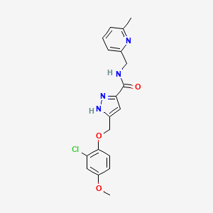 5-[(2-chloro-4-methoxyphenoxy)methyl]-N-[(6-methylpyridin-2-yl)methyl]-1H-pyrazole-3-carboxamide