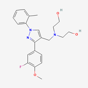 molecular formula C22H26FN3O3 B3790115 2-[[3-(3-Fluoro-4-methoxyphenyl)-1-(2-methylphenyl)pyrazol-4-yl]methyl-(2-hydroxyethyl)amino]ethanol 