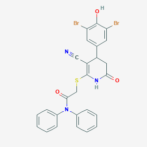 molecular formula C26H19Br2N3O3S B379016 2-{[3-cyano-4-(3,5-dibromo-4-hydroxyphenyl)-6-oxo-1,4,5,6-tetrahydro-2-pyridinyl]sulfanyl}-N,N-diphenylacetamide 