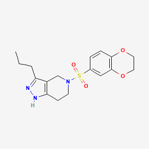 molecular formula C17H21N3O4S B3790171 5-(2,3-Dihydro-1,4-benzodioxin-6-ylsulfonyl)-3-propyl-1,4,6,7-tetrahydropyrazolo[4,3-c]pyridine 