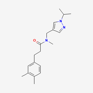 molecular formula C19H27N3O B3790178 3-(3,4-dimethylphenyl)-N-[(1-isopropyl-1H-pyrazol-4-yl)methyl]-N-methylpropanamide 