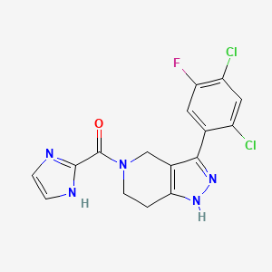 molecular formula C16H12Cl2FN5O B3790202 [3-(2,4-dichloro-5-fluorophenyl)-1,4,6,7-tetrahydropyrazolo[4,3-c]pyridin-5-yl]-(1H-imidazol-2-yl)methanone 