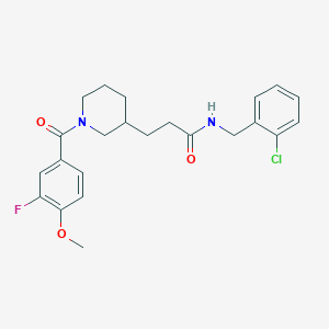 molecular formula C23H26ClFN2O3 B3790203 N-(2-chlorobenzyl)-3-[1-(3-fluoro-4-methoxybenzoyl)-3-piperidinyl]propanamide 