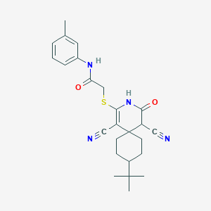 2-[(9-tert-butyl-1,5-dicyano-4-oxo-3-azaspiro[5.5]undec-1-en-2-yl)sulfanyl]-N-(3-methylphenyl)acetamide