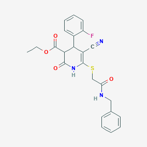 Ethyl 6-{[2-(benzylamino)-2-oxoethyl]sulfanyl}-5-cyano-4-(2-fluorophenyl)-2-oxo-1,2,3,4-tetrahydro-3-pyridinecarboxylate