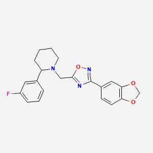 1-{[3-(1,3-benzodioxol-5-yl)-1,2,4-oxadiazol-5-yl]methyl}-2-(3-fluorophenyl)piperidine