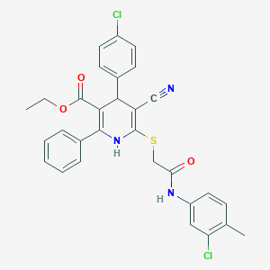 Ethyl 6-({2-[(3-chloro-4-methylphenyl)amino]-2-oxoethyl}sulfanyl)-4-(4-chlorophenyl)-5-cyano-2-phenyl-1,4-dihydropyridine-3-carboxylate