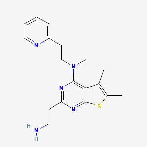 molecular formula C18H23N5S B3790266 2-(2-aminoethyl)-N,5,6-trimethyl-N-[2-(2-pyridinyl)ethyl]thieno[2,3-d]pyrimidin-4-amine dihydrochloride 