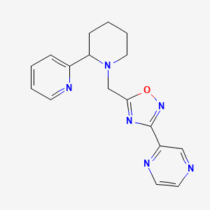 molecular formula C17H18N6O B3790284 2-(5-{[2-(2-pyridinyl)-1-piperidinyl]methyl}-1,2,4-oxadiazol-3-yl)pyrazine 